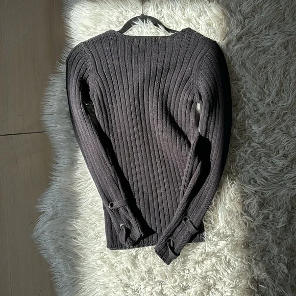 Guess Black Ribbed Knit Top - Picture 2 of 5